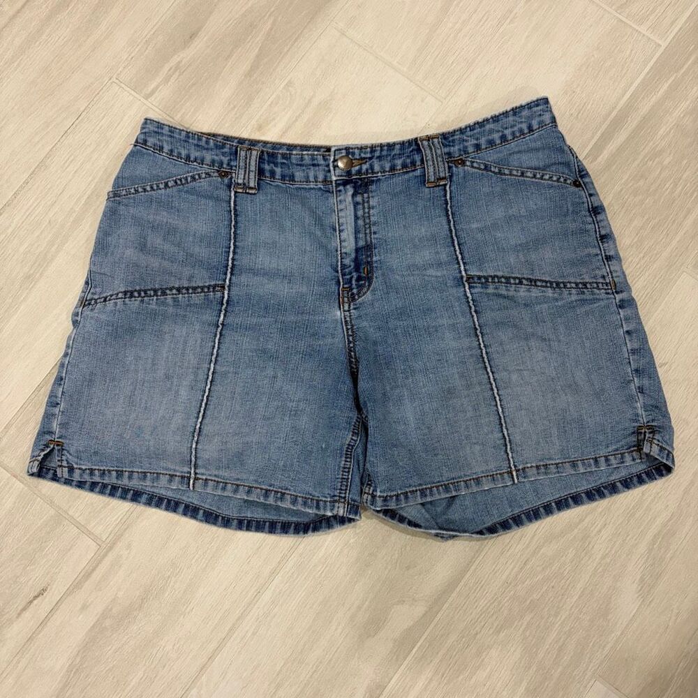 Venezia Vintage High Waisted Paneled Denim Shorts Size 16